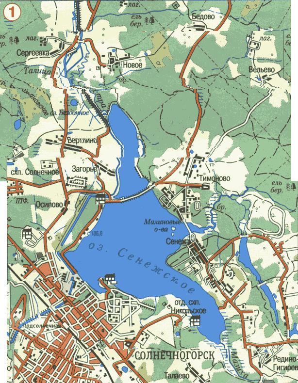 Карта глубин озера сенеж московской области