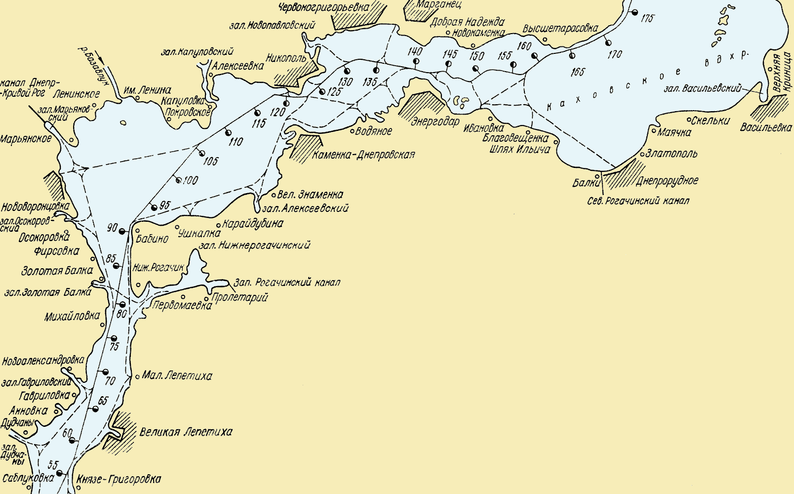 Каховское водохранилище карта