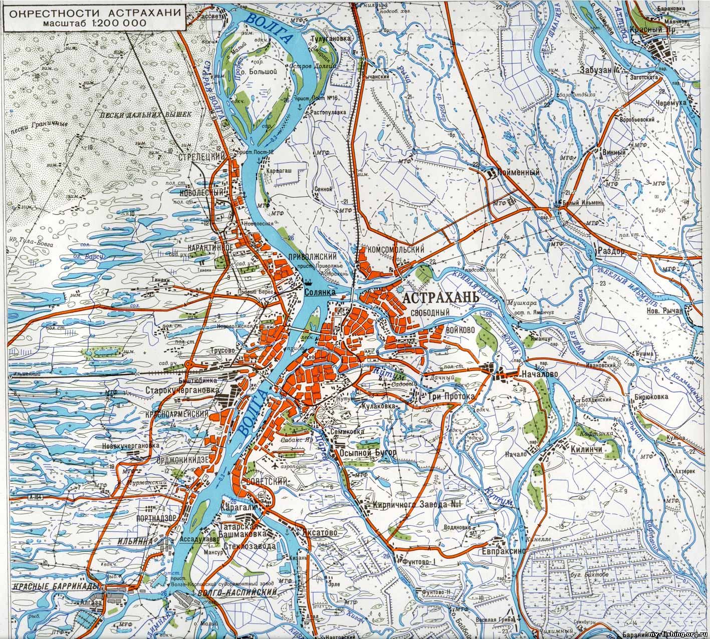 Карта водоемов астрахани