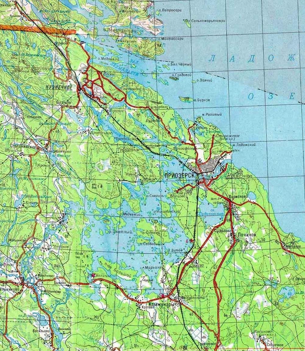 Озеро Вуокса Ленинградская область на карте