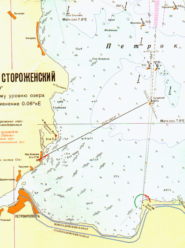 Карта ладожского озера с глубинами