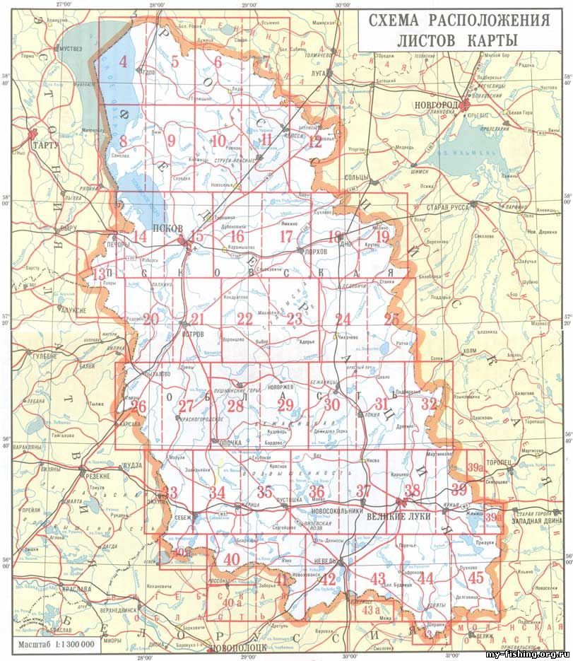 Карта псковской области и тверской области